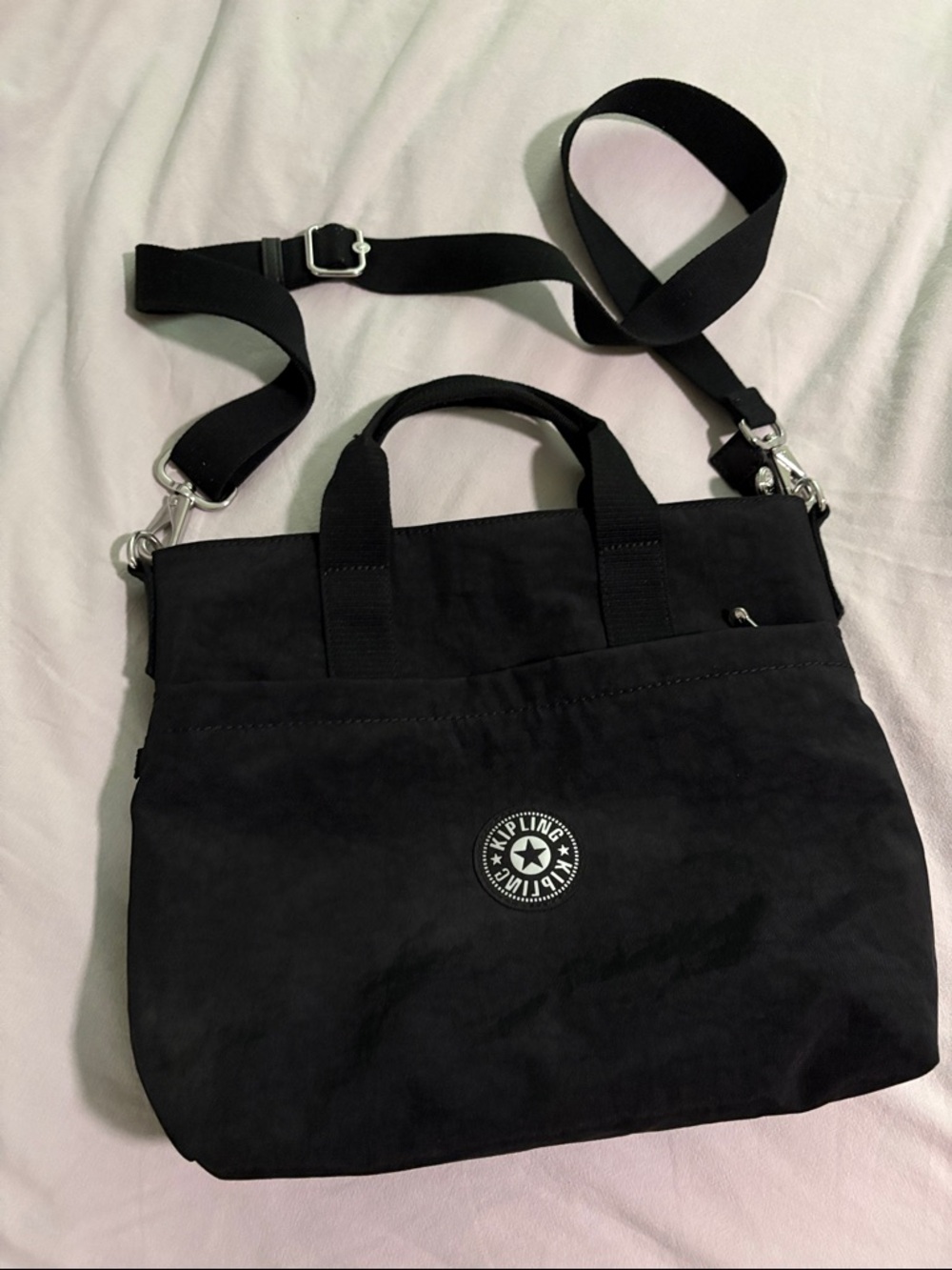 Kipling Black Nylon Convertible Crossbody Tote
